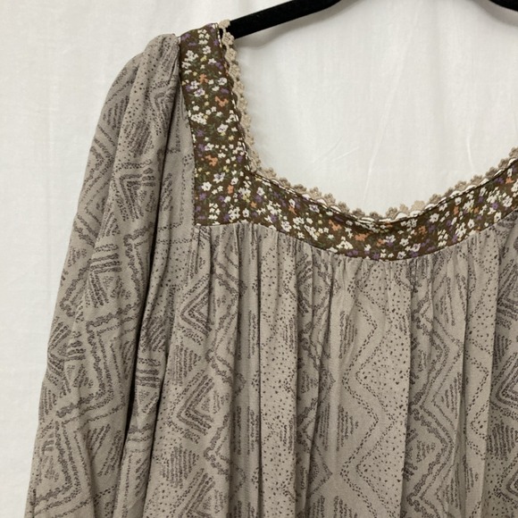 White Birch Women's Brown Floral BOHO Tunic Short Button Up Dress - SZ XL - Picture 6 of 12